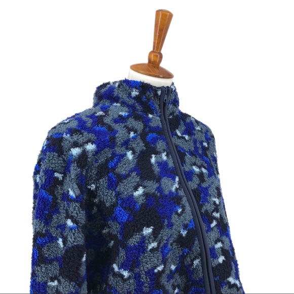 Nordstrom by Cristina Martinez Blue Camo Fleece Jacket Full Zip Size XL - Picture 2 of 9